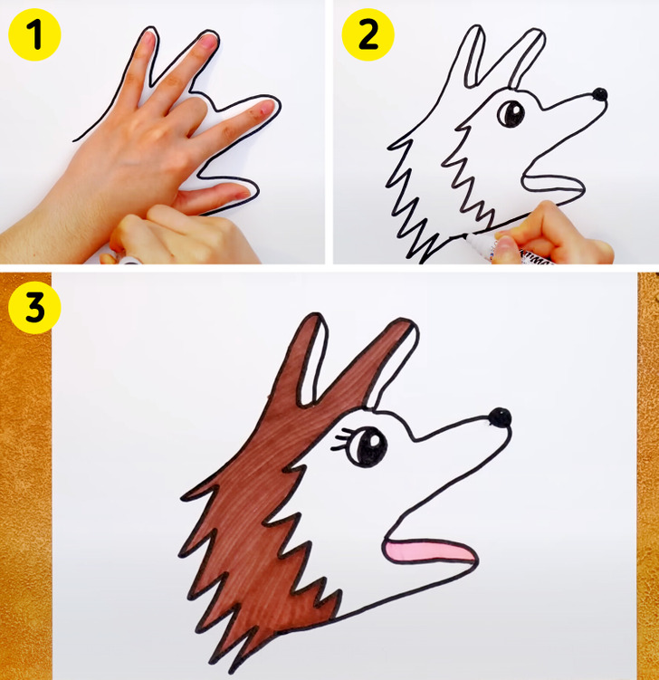 16 Animals Really Easy to Draw Like a Professional Using Handprint ...